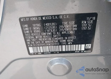 2019 Honda Hr-V Ex from USA, damaged, VIN 3CZRU5H52KM700900
